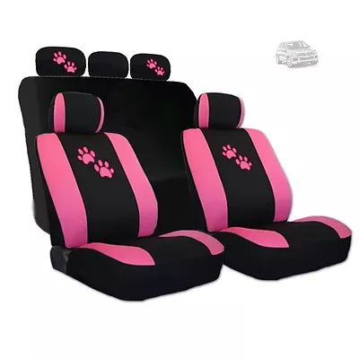 For VW Car Seat Covers With Pink Paws Logo Set Tone Front And Rear New • $38.92