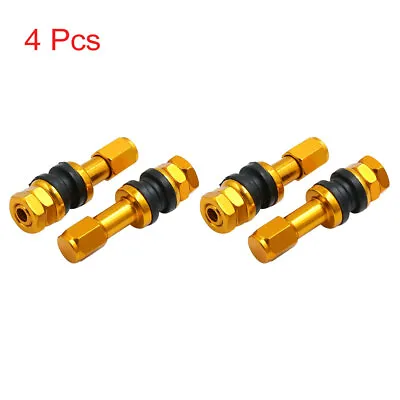 4pc Gold Tone Bolt In Car Motorcycle Tubeless Wheel Tire Valve Stem W Dust Cap • $11.77