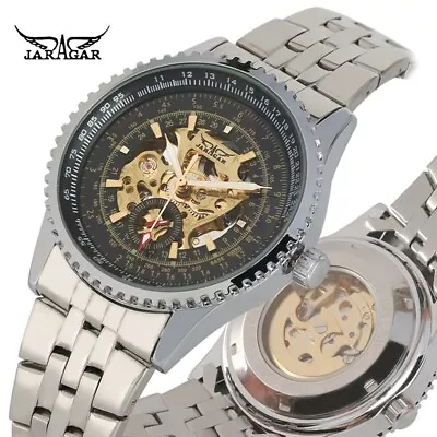 Mens Automatic Mechanical Watch Wristwatch Black/White Dial Luxury JARAGAR • £24.96