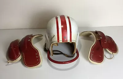 EARLY 60’s YOUTH FOOTBALL HELMET AND MATCHING SHOULDER PADS NICE CONDITION! • $39.99