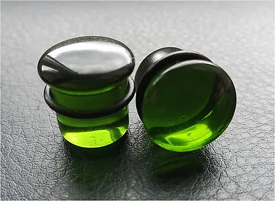 £5.50 • Buy Dark Green Glass Ear Plugs Single Flare Transparent Stretchers Tunnels 6mm -16mm