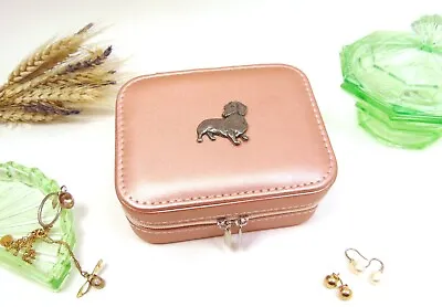 Dachshund On Rose Gold Travel Jewellery Box Dachshund Dog Mum Gift Wedding Gift • £21.99