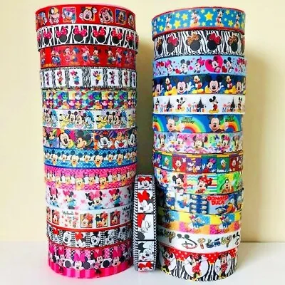 Mickey Minnie Mouse Disney Cartoon Characters Printed Grosgrain Cake Ribbon UK • £1.58