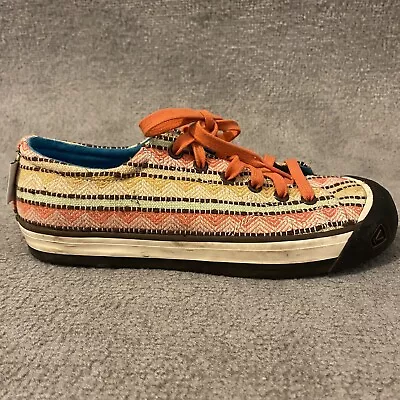 KEEN Sneakers Womens 7.5 Orange Green  Striped Colorful Coronado Canvas Flats • $27.97