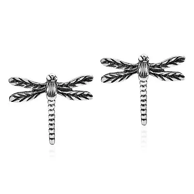 Vintage Charm Dragonfly Animal Jewelry .925 Sterling Silver Boho Stud Earrings • $11.19