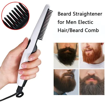 Professional Beard Straightener Styling Brush Electric For Men's Hair Beard Comb • $9.98