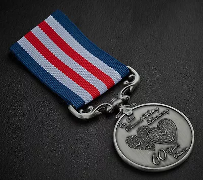 £9.99 • Buy Our 60th Diamond Wedding Anniversary Bravery/Service Medal. Gift/Present Silver
