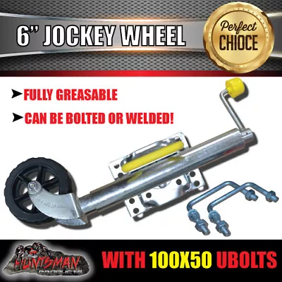 6  Swing Up Jockey Wheel & 100x50mm U Bolts Caravan Boat Trailer Fully Greasable • $64