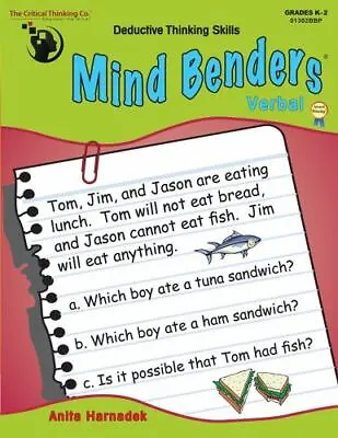 Mind Benders Verbal Workbook - Deductive Thinking Skills Puzzles (Grades K-2) B • $8.49