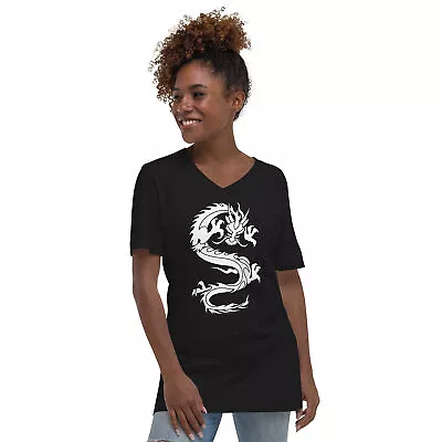 Ancient Chinese Loong Dragon Short Sleeve V-Neck T-Shirt • $27.67