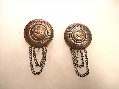 Vtg Nos Copper Tone Round Tassel Chain Earrings • $1