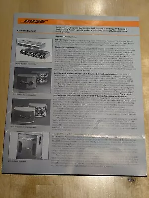 Bose 802-C 802-W 302-II Speaker / Controller Owner User Manual *Original* • $15