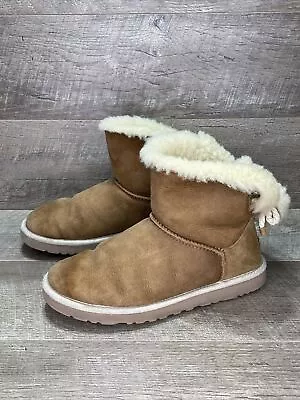 UGG Selene Bailey Bow Nautical Rope Chestnut Suede Low Boots Women’s Size 8 • $30