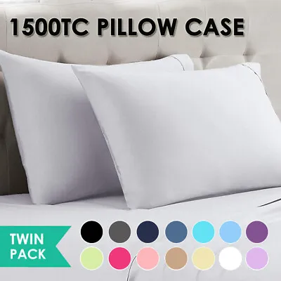 1500TC Pillow Cases Pillowcases Standard Queen King European Ultra Soft 2/4PACKS • $14.49