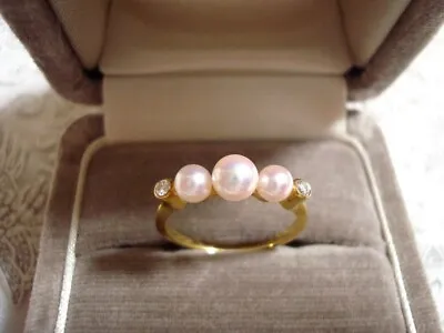 Authentic  MIKIMOTO  18k Yellow Gold Akoya Pearl & Diamond Ring • $459