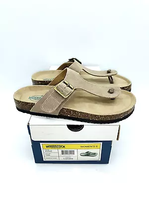 Woodstock Vintage Brand Women's Josie Slide Thong Sandals - Tan Leather US 6M • $23.22