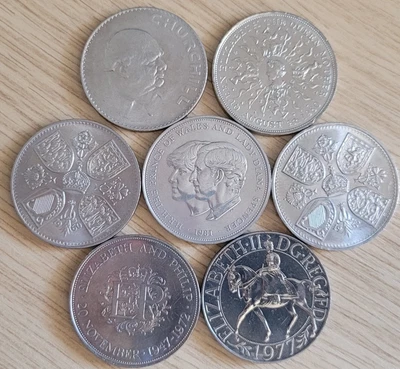 £15 • Buy Crown Coins Set Of 7 Elizabeth Ii Crowns - 1953,1960,1965,1972,1977,1980 & 1981