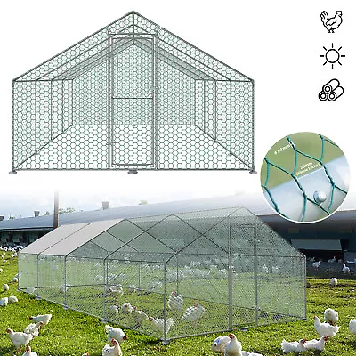 £298.99 • Buy Chicken Run Walk In Coop Pet Hen Rabbit Poultry Cage Galvanised Metal 3x8x2m UK