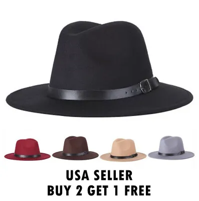 Wide Brim Fedora Hat Western Hat Trilby Cuban Sun Cap Panama Floral Winter Fall • $12.88