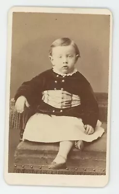 Antique CDV Circa 1870s Adorable Little Boy In Dress On Chair Warren Boston MA • $9.99