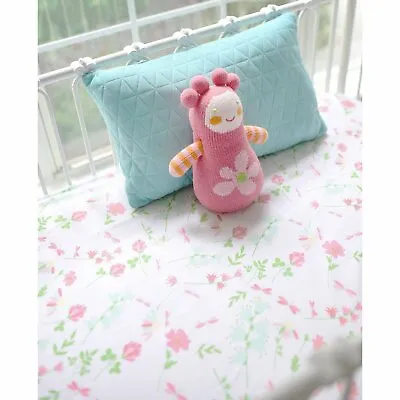 MY BABY SAM ~ New! NIP! ~ HTF! Spring Floral Pink Fitted 100% Cotton Crib Sheet • $9.99