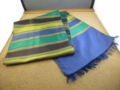 100% Silk 52  Long Vintage Scarf Mardi Gras Colors Stripes Gold Purple Green #7 • $1.95