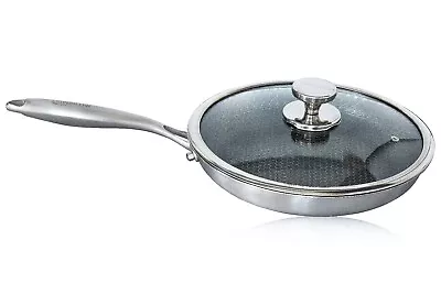 £36.99 • Buy Frying Pan With Lid Nonstick Stainless Steel For Induction Gas Elec Hob 28cm 