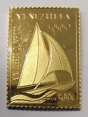 Venezuela 1968 24k On 925 Sterling Silver Ingot Olympic Stamp • £19.24
