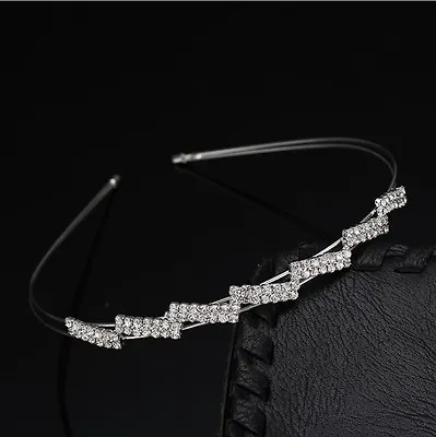 £8.99 • Buy Silver Rhinestone Bridal Crown Tiara Diamante Wedding Party Prom Headband.