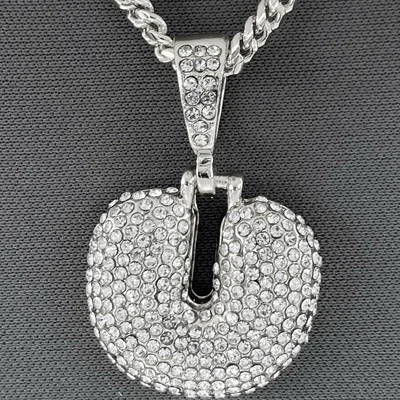 $9.99 • Buy Silver Tone Clear Rhinestones Bubble Initial Alphabet Letter U Pendant Necklace