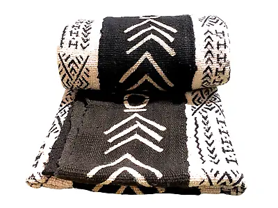 # 7065 African Black And White Mud Cloth Textile Mali 63  By 37  • $79.20