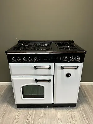 Rangemaster Classic 90 Cm Dual Fuel Range Cooker In White And Chrome • £1100