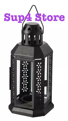 Ikea ENRUM Lantern For Tealight In/outdoor Romantic 22cm(White And Black) • £9