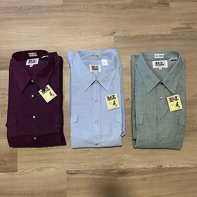 Ely Cattleman Men’s Pearl Snap Western Shirts Long Sleeve LOT OF 3 NEW WITH TAGS • $74.95