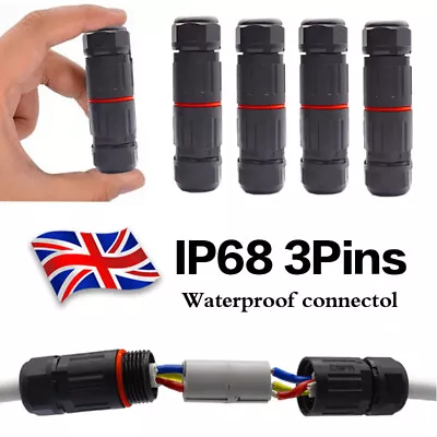 £3.99 • Buy 3 Pole Core Joint Outdoor IP68 Waterproof Electrical Cable Wire Connector 5PCS