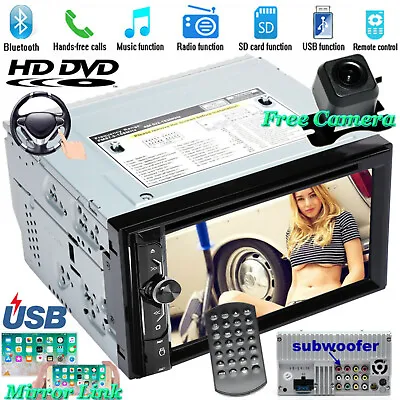 $106.90 • Buy Double 2Din Car Stereo CD DVD MP3 Player Radio Bluetooth AUX TV SD+Backup Camera