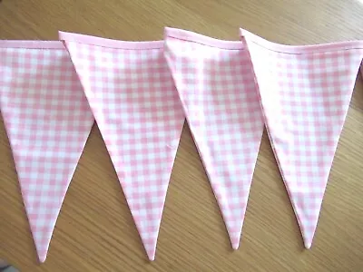 £6 • Buy Pink Gingham Bunting.  Handmade. Childs Bedroom, Nursery. Birthday Party, Gift