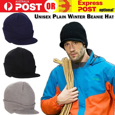 Winter Outdoor Fleece Lined Beanie Cap Beret Warm Men Women Knit Hat Visor New • $7.49