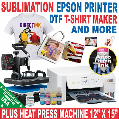 Epson Printer Subli Ink Heat Press Transfer Plus DTF T-Shirt No Cut Start Bundle • $725