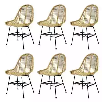 6 Pcs Dining Chairs Natural Rattan Kitchen Dinner Seat VidaXL • $727.01