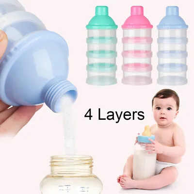 4 Layers Formula Dispenser Feeding Case Box Baby Milk Powder Food Container 3pcs • £16.59