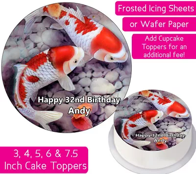 Koi Carp Edible Wafer & Icing Personalised Cake Toppers Decoration Fish Animals • £4.50