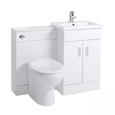 1100mm Combination Pack Vanity Basin Unit & WC Unit And Back To Wall Toilet Pan • £299.95