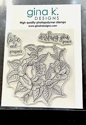 Gina K Designs Mini  3 Piece Clear Stamp Set Peaceful Roses Flowers Sentiments • $3.99