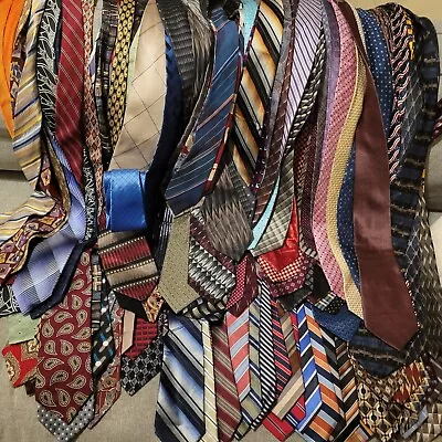 110 Piece Silk Tie Lot For Quilting Crafting Crafts Bright Colors Power Ties • $49.99