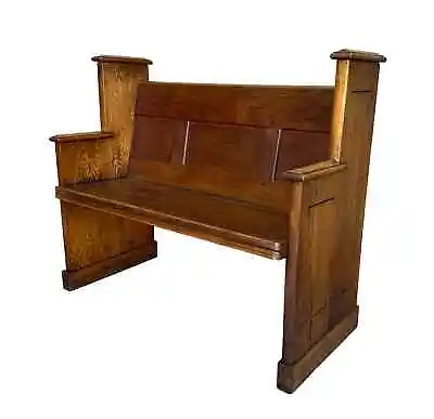Antique Original Solid Oak Chapel Church Decorative Pew Boot Room Bench - UKAA • £575