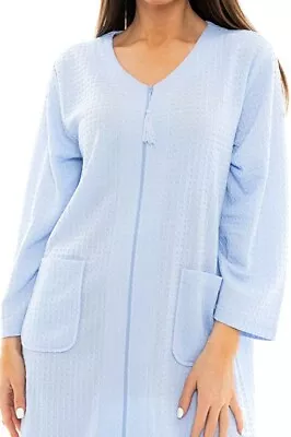 £19.99 • Buy Ladies Short Soft Polyester Jersey Zip Front Waffle Robe. Pink Or Blue. S M L XL