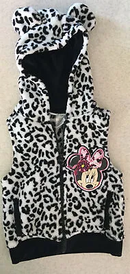 Disney Girl Size 4 Minnie Mouse Vest With Hood Leopard Black White Zebra • $8.25