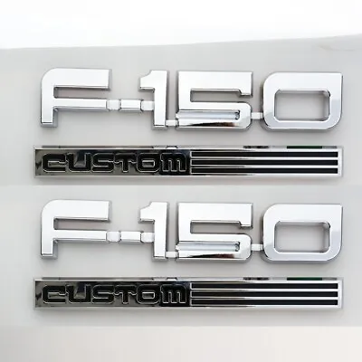2Pc Fits1 987-91 F-1-5-0 Custom XLT Emblems Side Badges Nameplate Chrome • $48.99