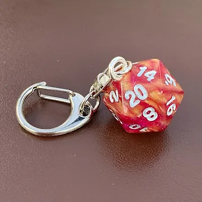 £2.49 • Buy D20 Dice Keyring - Pink And Yellow - Shimmer - Dice - Geek - Games Master - D&D.